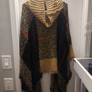 Cowl Neck Poncho Pullover Sweater